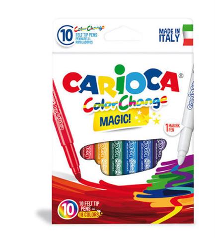 Carioca 10 Feltip Colors With A Special Color Changing Ink. Use The Magic Pen Included In The Pack To Get Two Colors (42737)