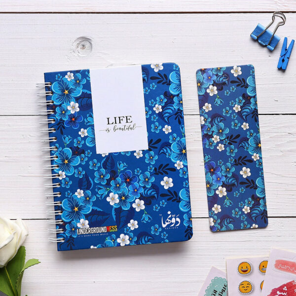 Blue Flowers Wired Notebook