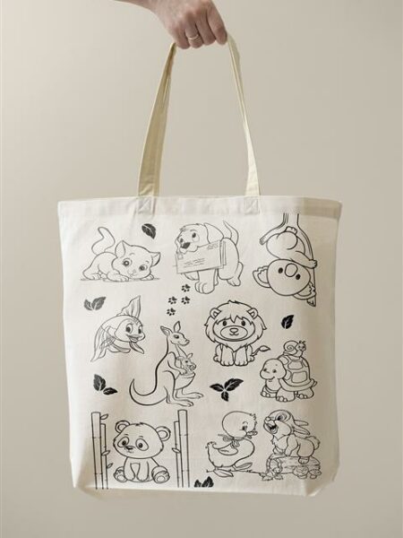 Animals Washable Coloring Tote
