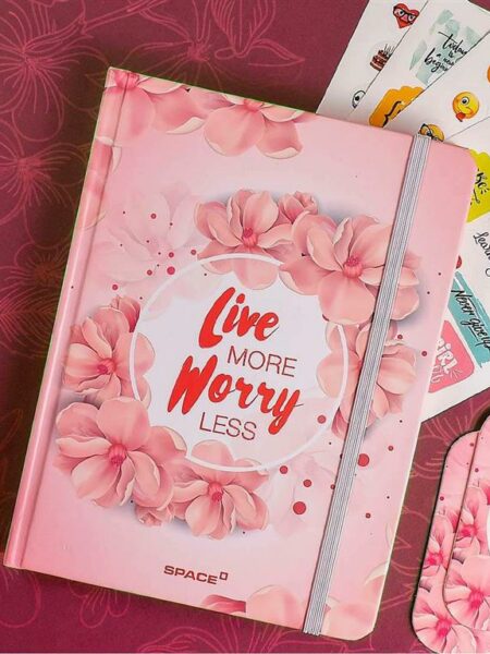 Live More Worry Less Cream Paper 20.5x15 cm Lined Hardcover