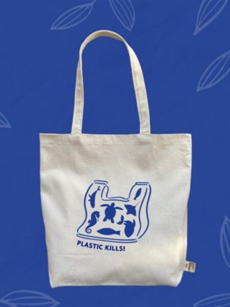 Plastic kills Beige Bag Code 5