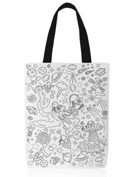 Space Washable Coloring Tote Bag