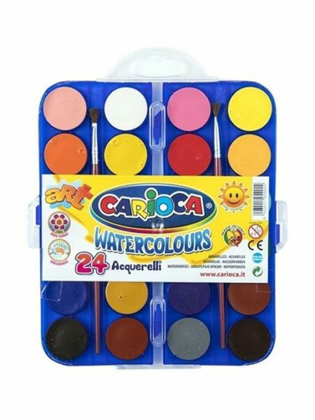 Carioca 24 Brilliant Watercolors+ 2 Brushes Easy To Mix To G