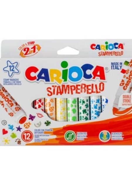 Carioca 12 Feltip Stamperello Colors With a Double End Conic