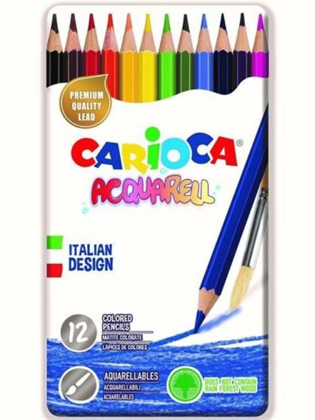 Carioca 12 Coloring Acquarell Pencils + Brush In Metal Tin 4