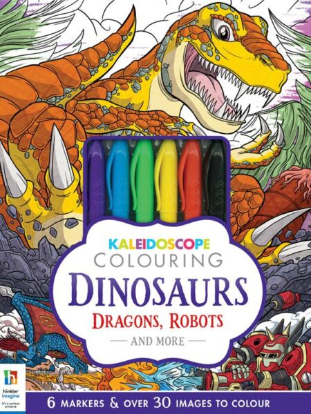 Kaleidoscope Colouring Kit: Dinosaurs Dragons Robots & More
