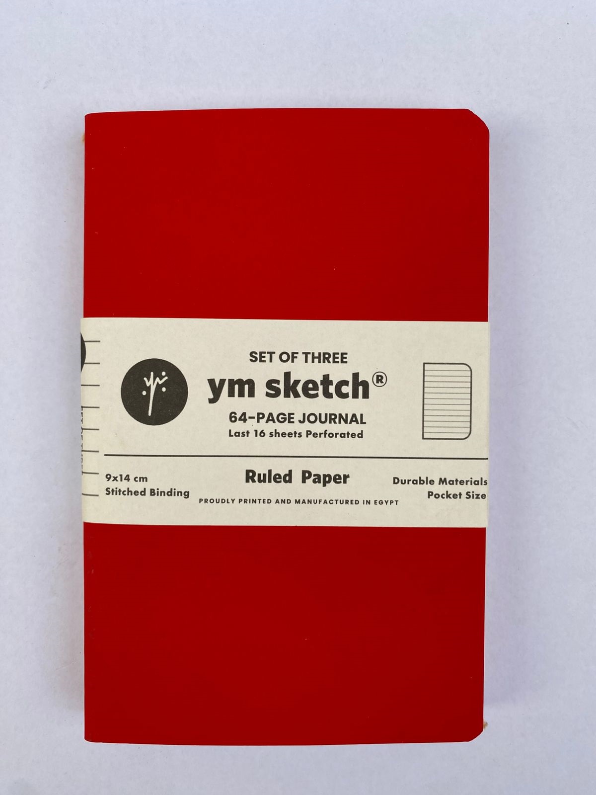 A6 Red Lined Set of 3 Notebook Journal (1615)