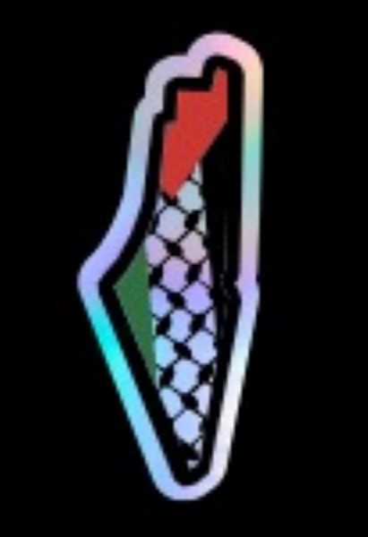 Palestine Map Color Flag- Holographic Laptop Sticker (1599)