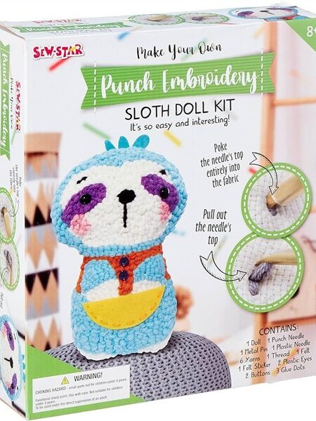 Punch Embroidery-Sloth Doll Kit (SS-19-109)