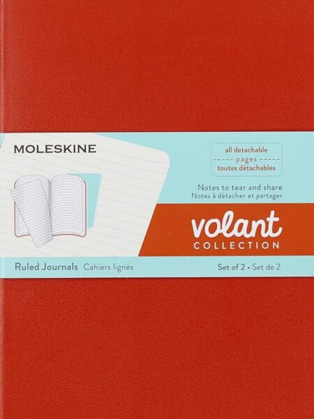 Volant Journals Large Ruled Coral Orange Aquamarine Blue