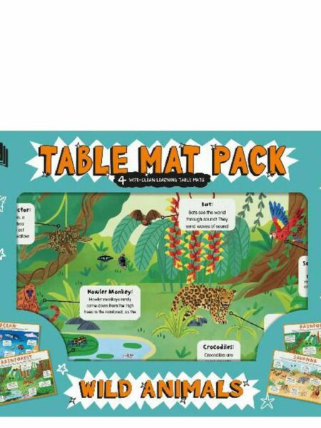 Help With Homework: Table Mat Pack: Wild Animals +3 (4 Wipe-